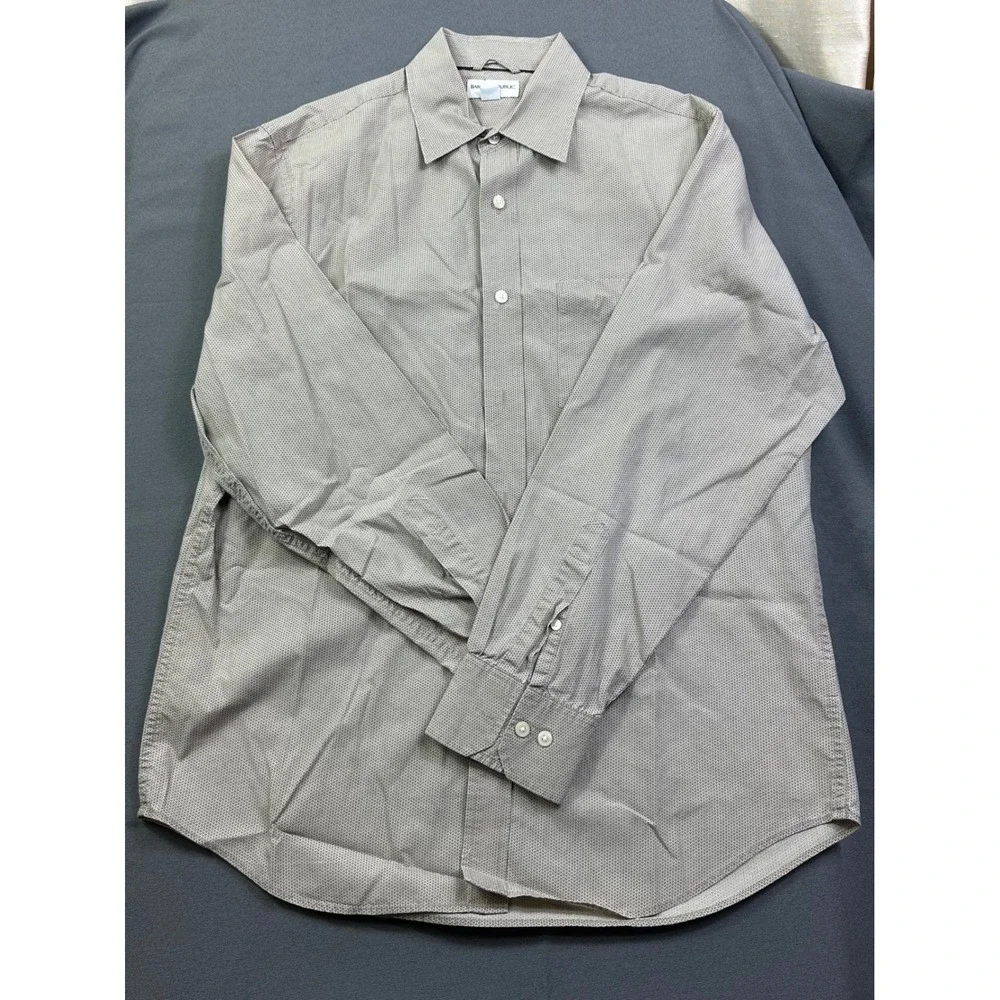 Banana Republic Men Brown Cotton‎ Shirt Size M Medium 15-15 1/2